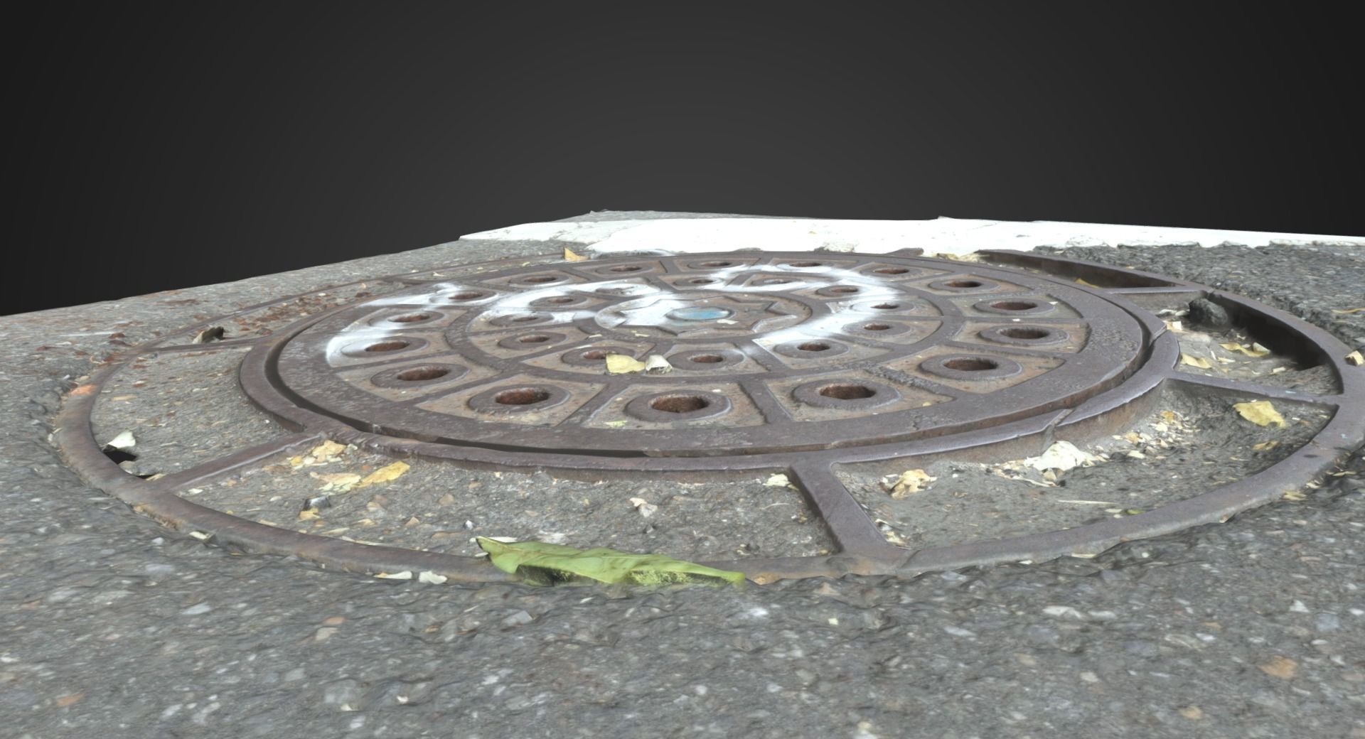 Manhole Cover 5 Low-poly 3D model_7