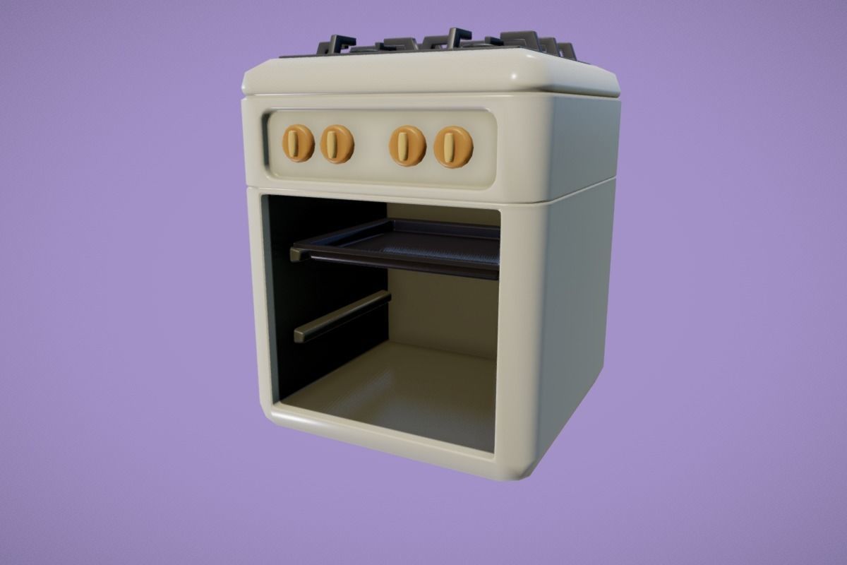 Cute Kitchen Set Low-poly 3D model_7