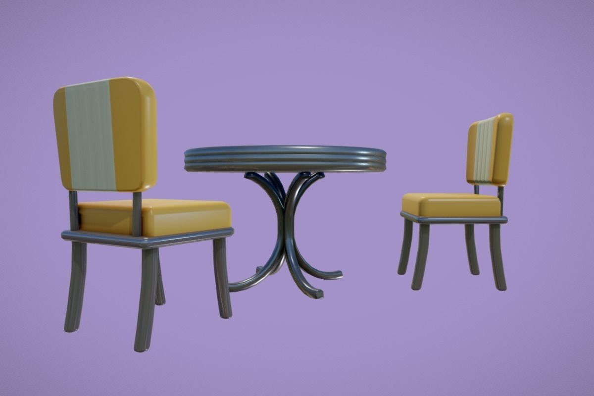 Cute Kitchen Set Low-poly 3D model_5