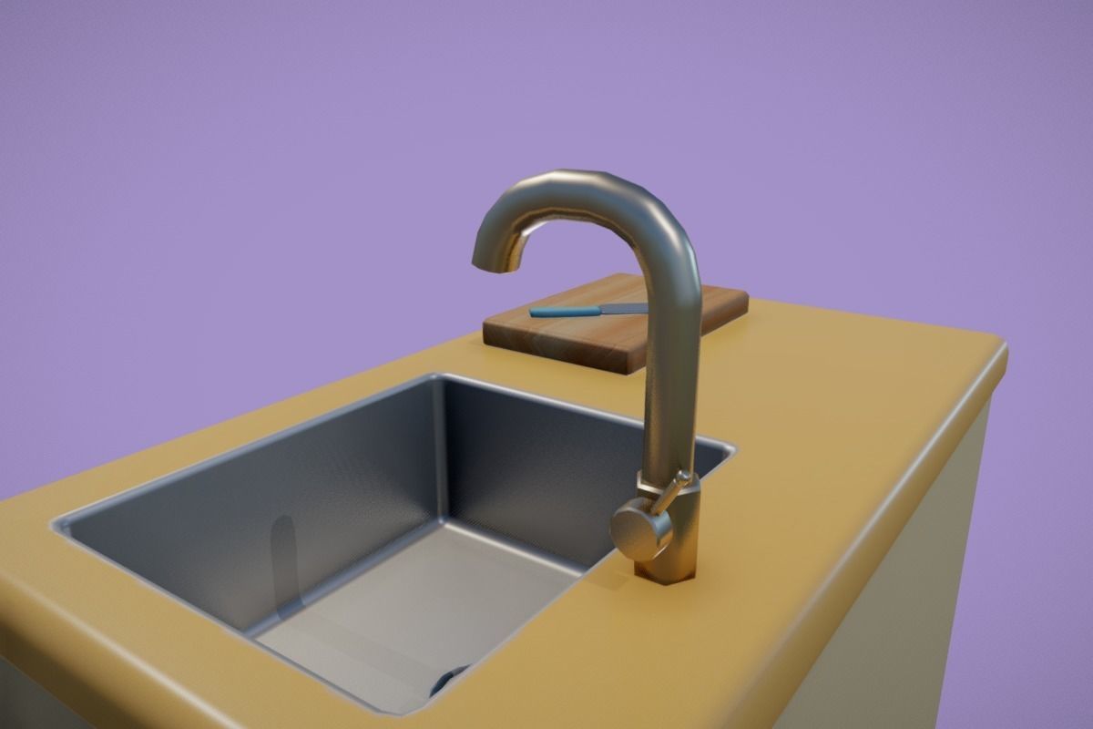 Cute Kitchen Set Low-poly 3D model_10