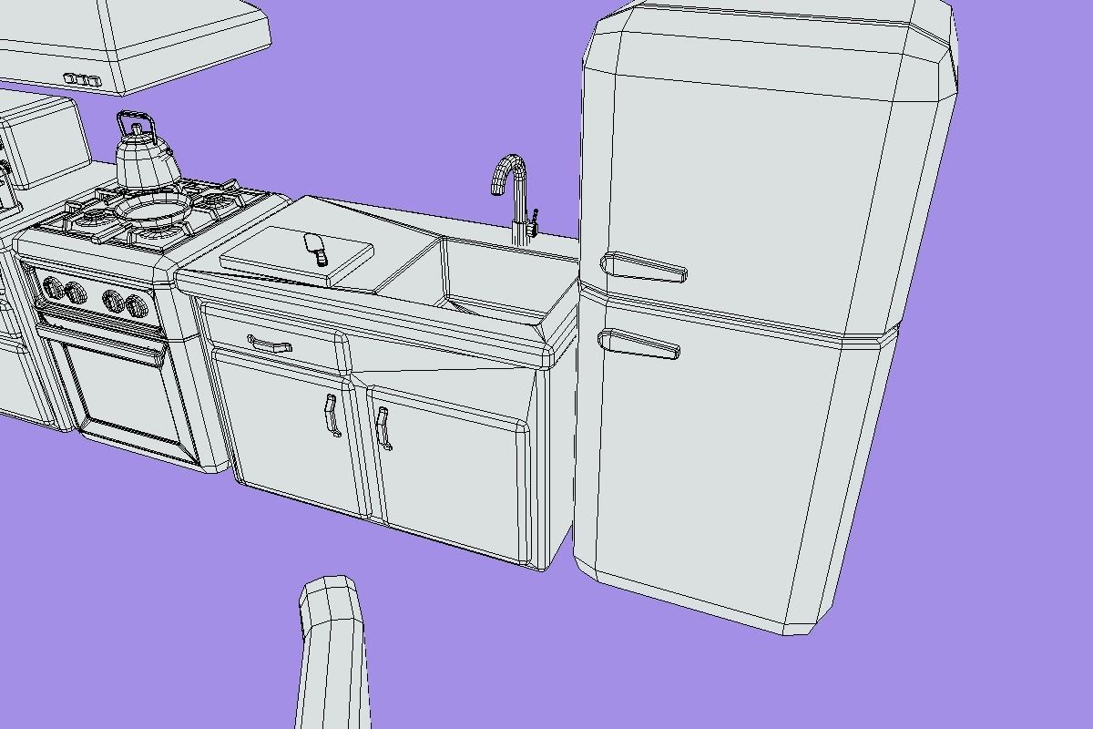 Cute Kitchen Set Low-poly 3D model_21