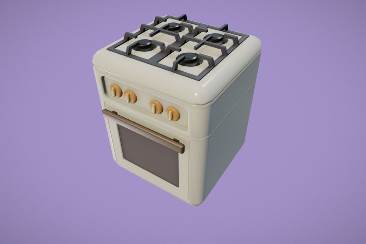 Cute Kitchen Set Low-poly 3D model_6
