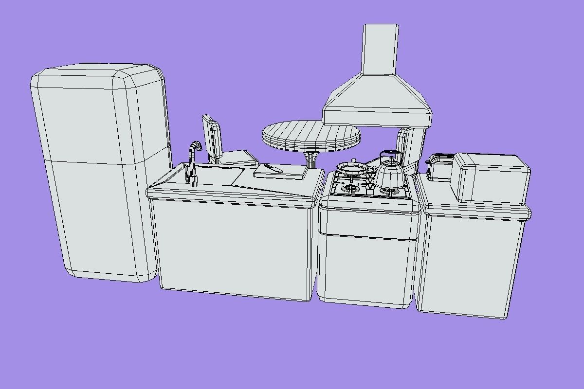 Cute Kitchen Set Low-poly 3D model_19