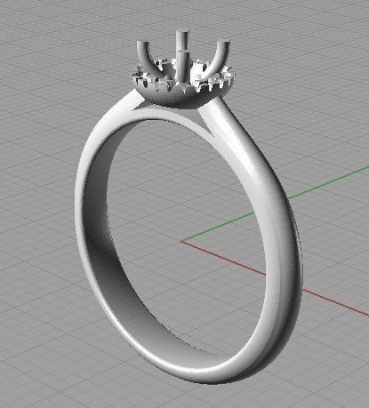 YD160 engagement ring with round brilliant diamond 3D print model_2