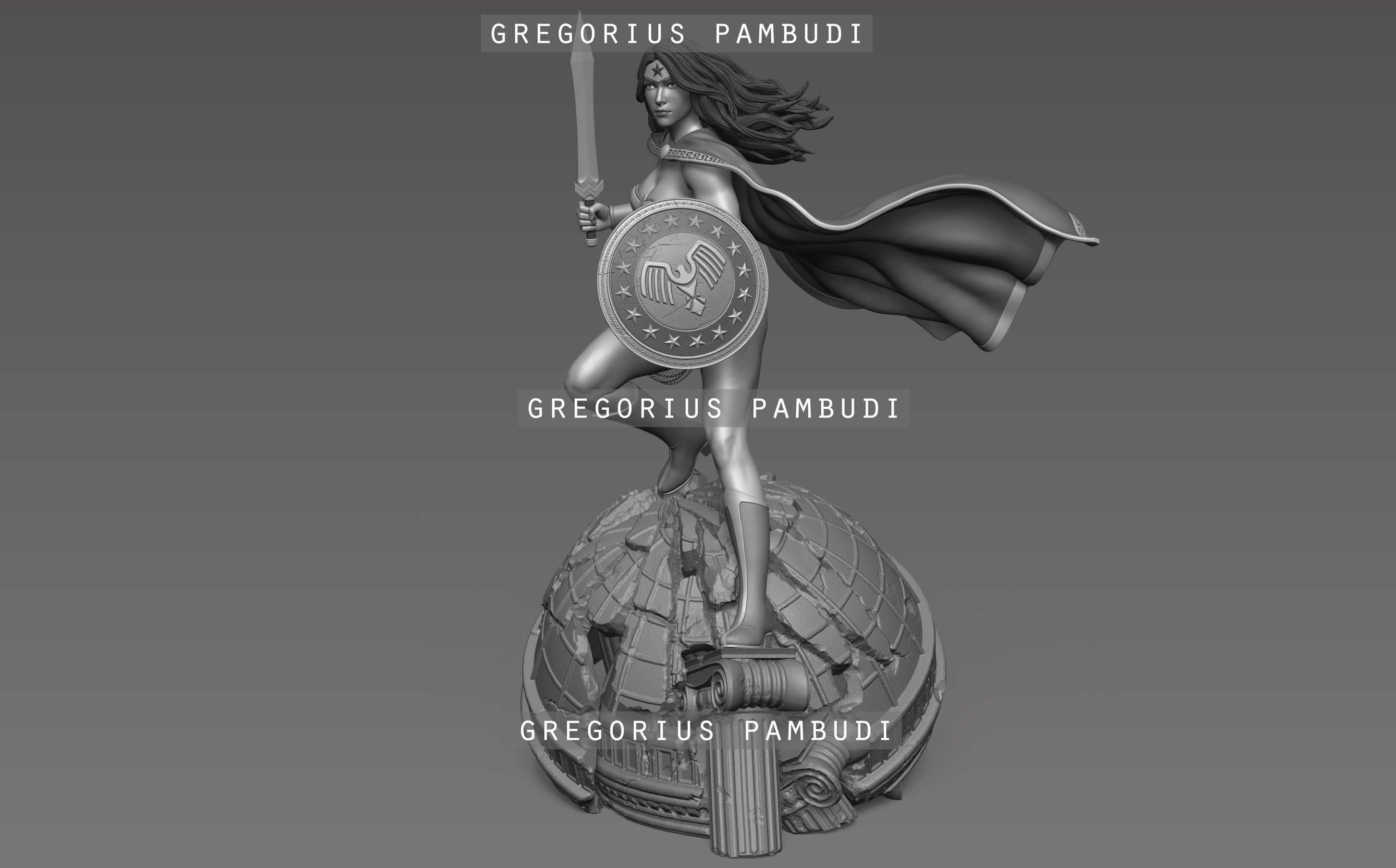 Wonder Woman Fan Art Statue 3d Printable 3D print model_21