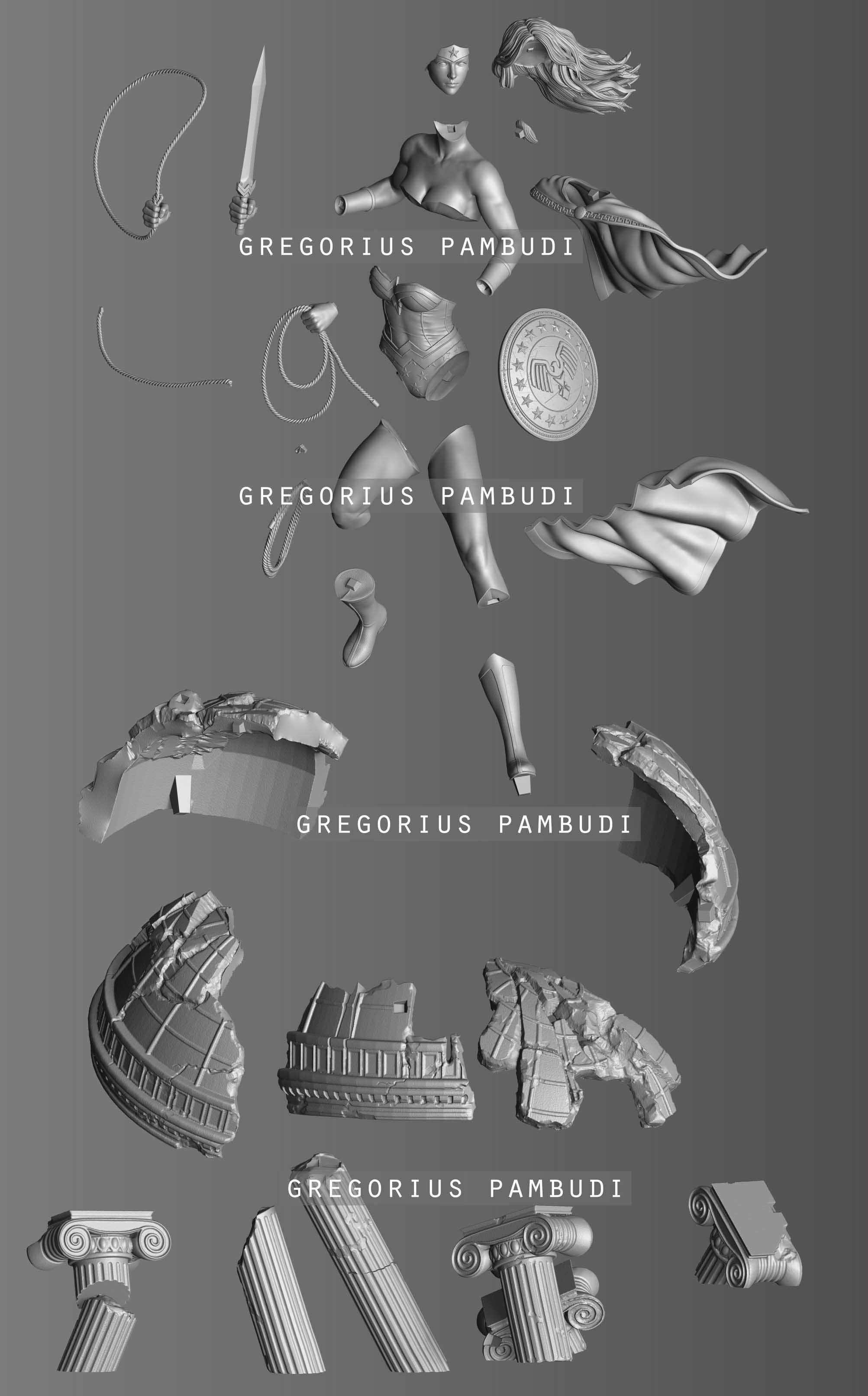 Wonder Woman Fan Art Statue 3d Printable 3D print model_2