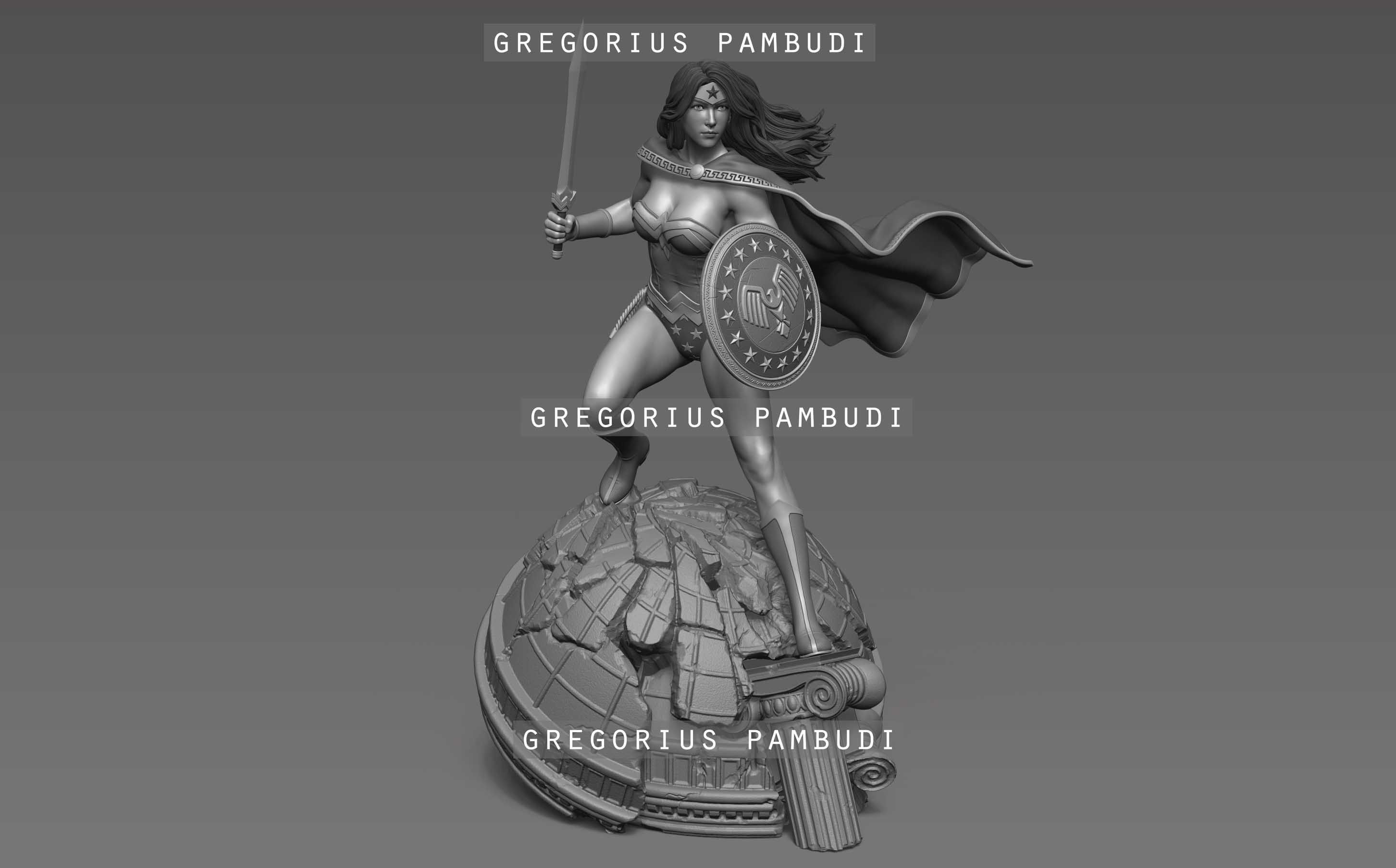 Wonder Woman Fan Art Statue 3d Printable 3D print model_3