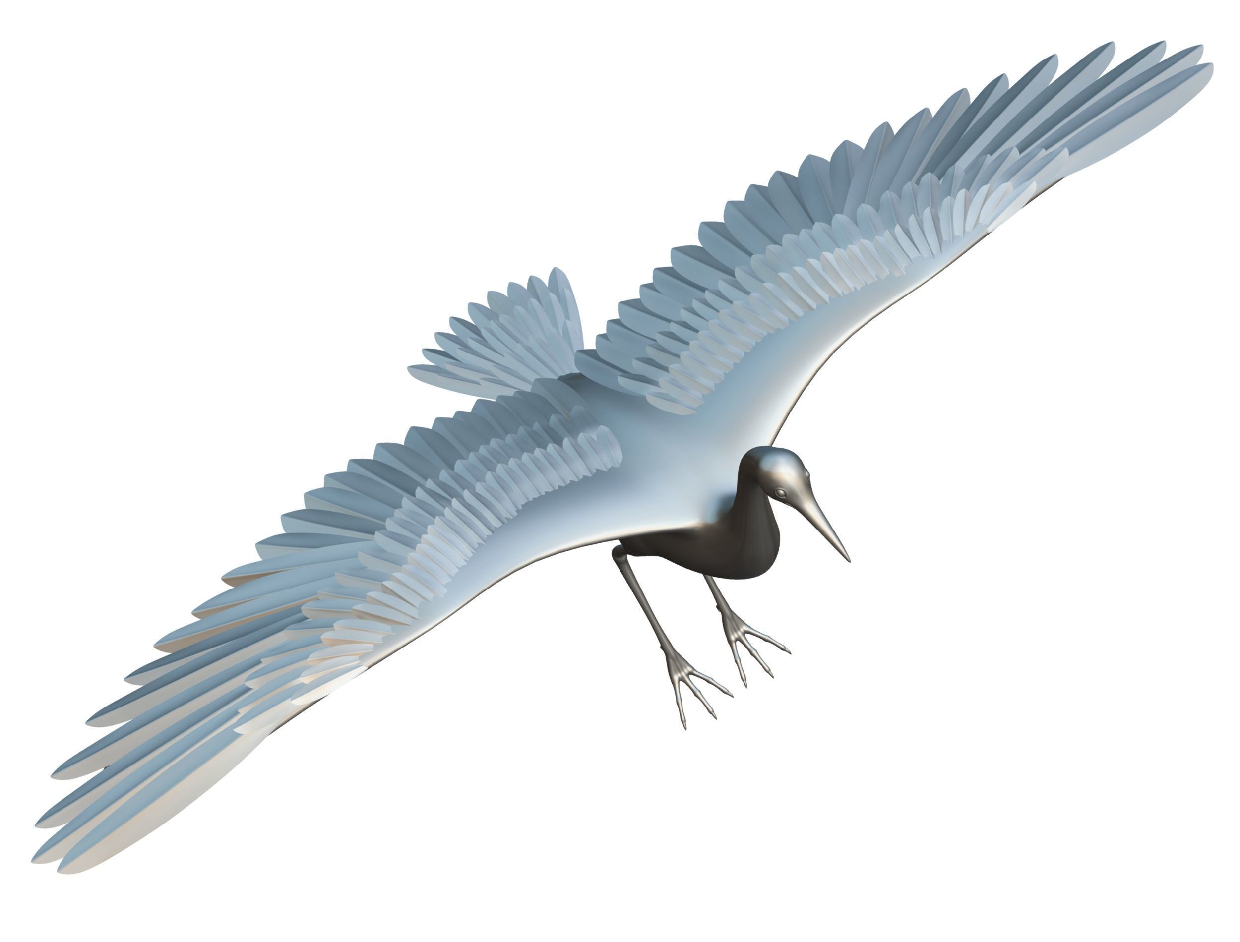 High Poly White Crane Bird Low-poly 3D model_26