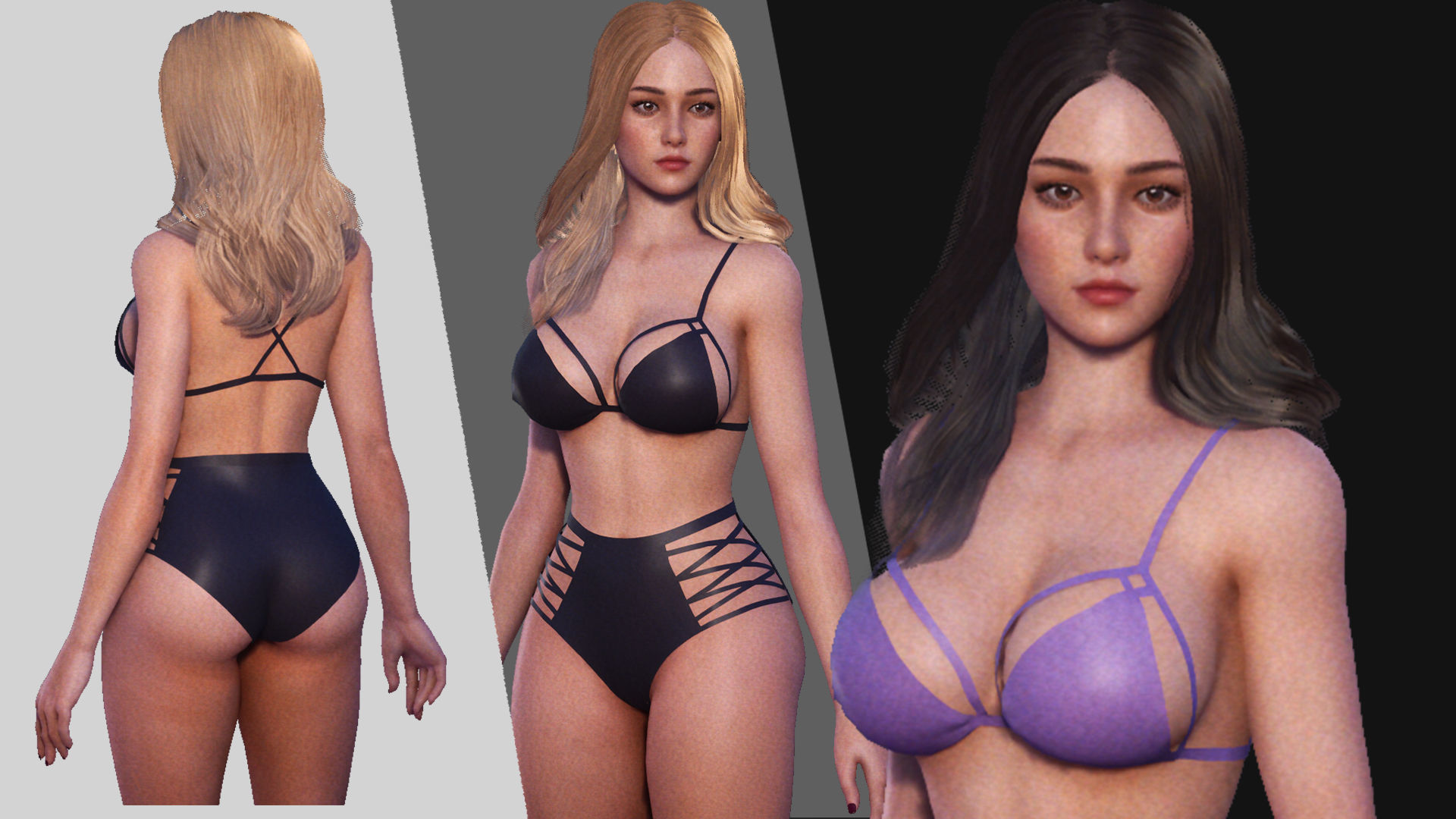 Nude Bikini Girl Ashley - Rigged Animated for Blender Unreal Low-poly 3D model_11