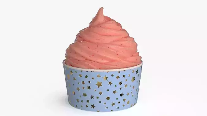 Ice Cream Cup Fruit 3D model 6