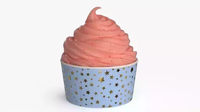 Ice Cream Cup Fruit 3D model 7