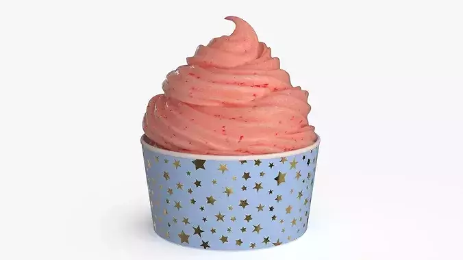 Ice Cream Cup Fruit 3D model 2