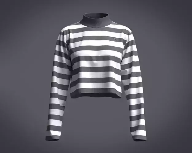 Girls high neck boxy long sleeve top