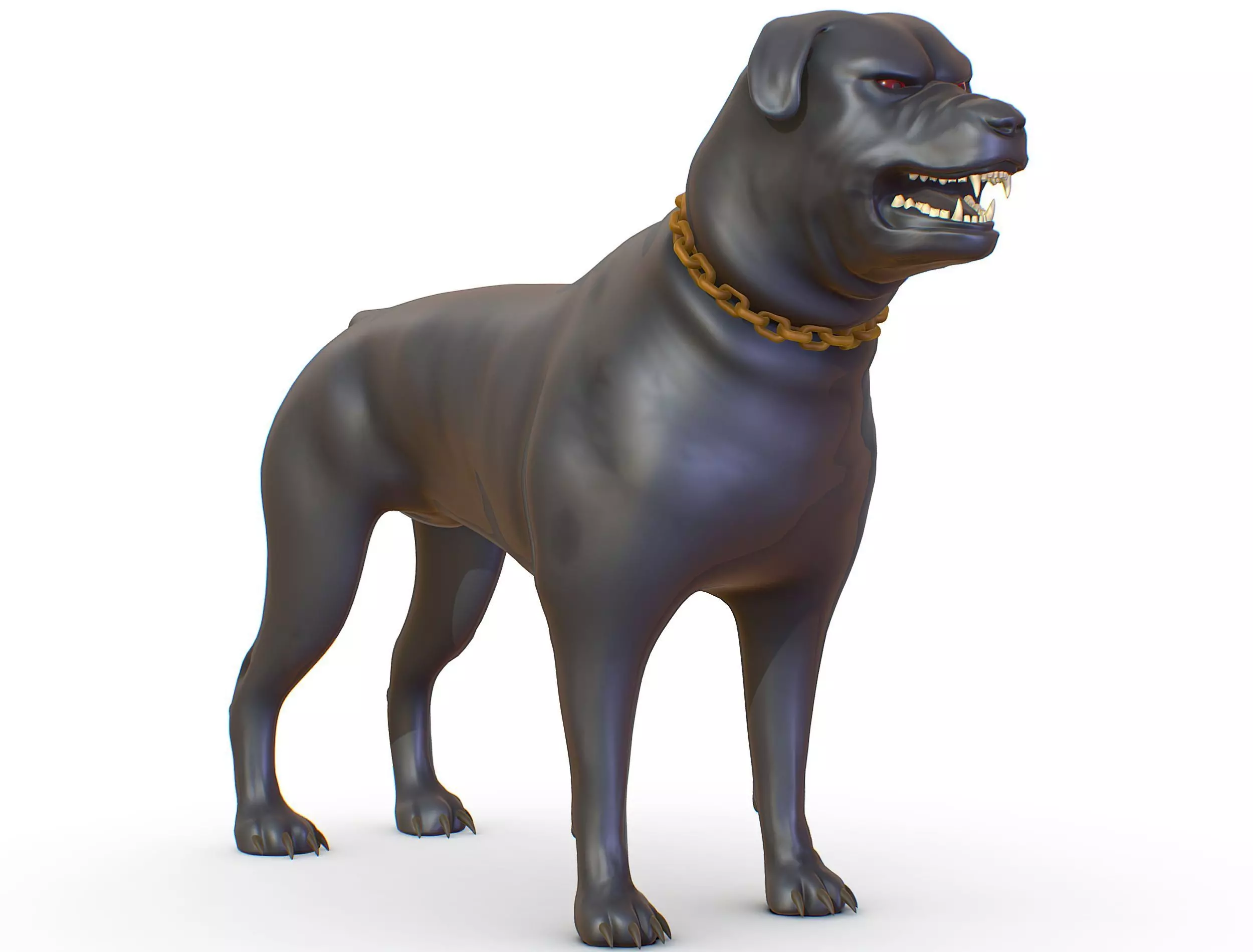 High Poly Black Rottweiler Dog Low-poly 3D model