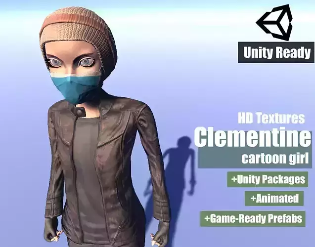 Clementine - animated rigged Survivor Cartoon Girl Low-poly 3D model