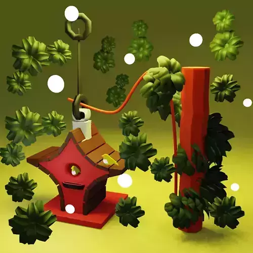 Glass mushroom and Birds net 