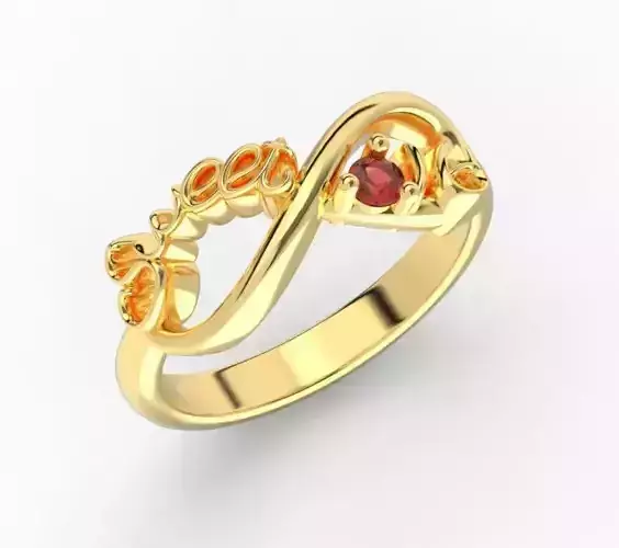 211209 R Ring Sweet 16 with gem 3mm 3D print model