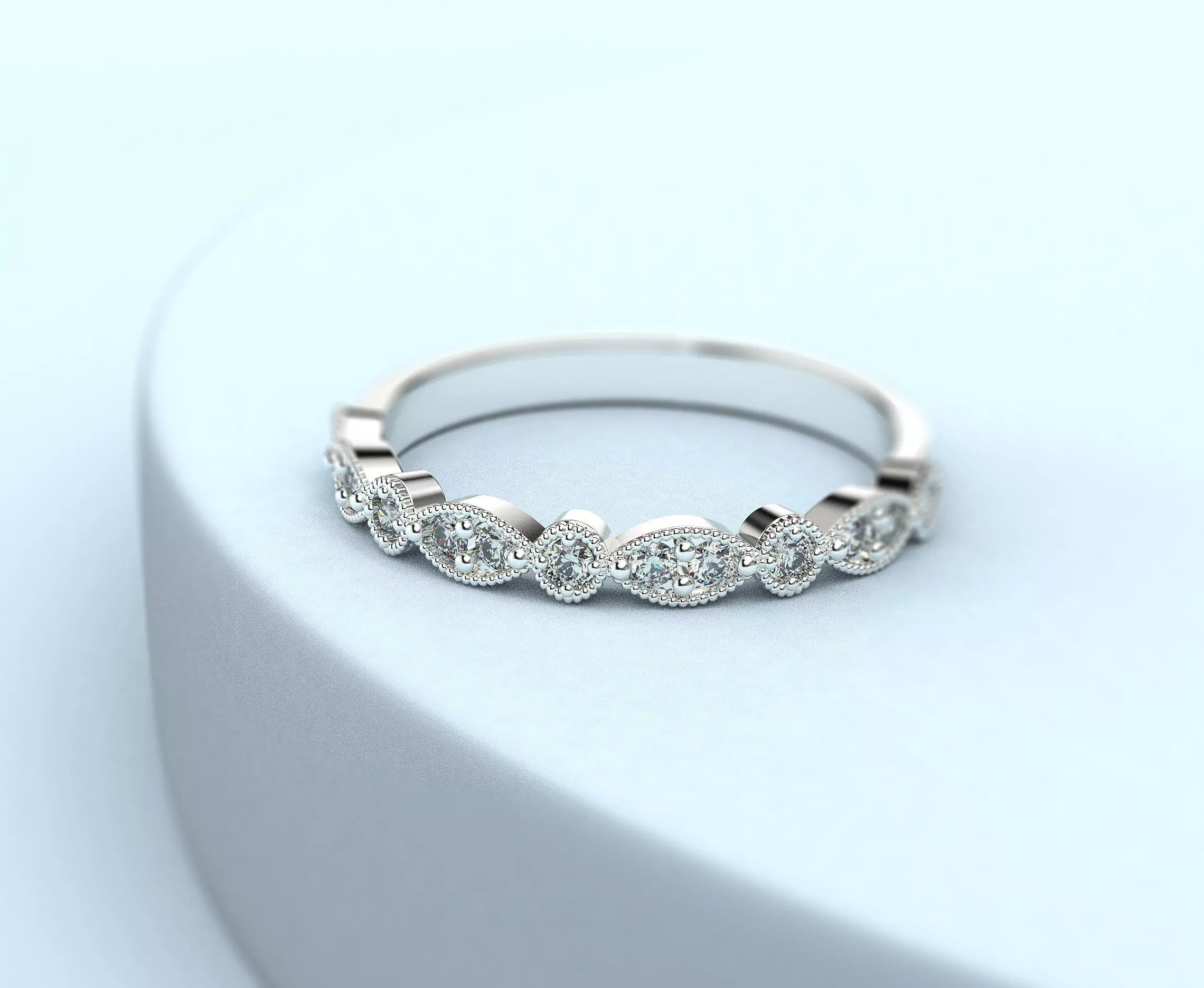 210904 R classic vintage ring with 13gems 3D print model
