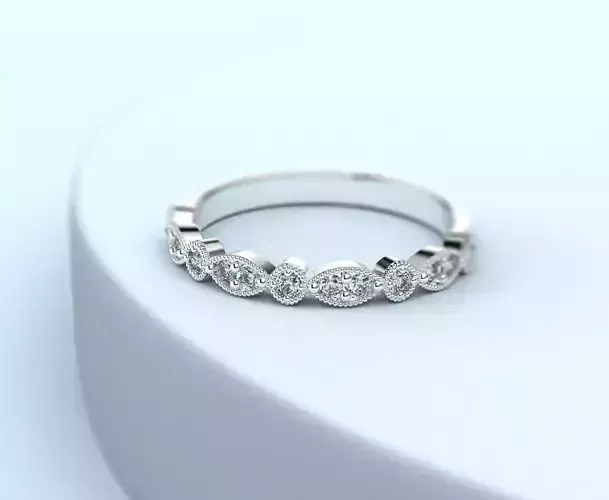 210904 R classic vintage ring with 13gems  3D print model