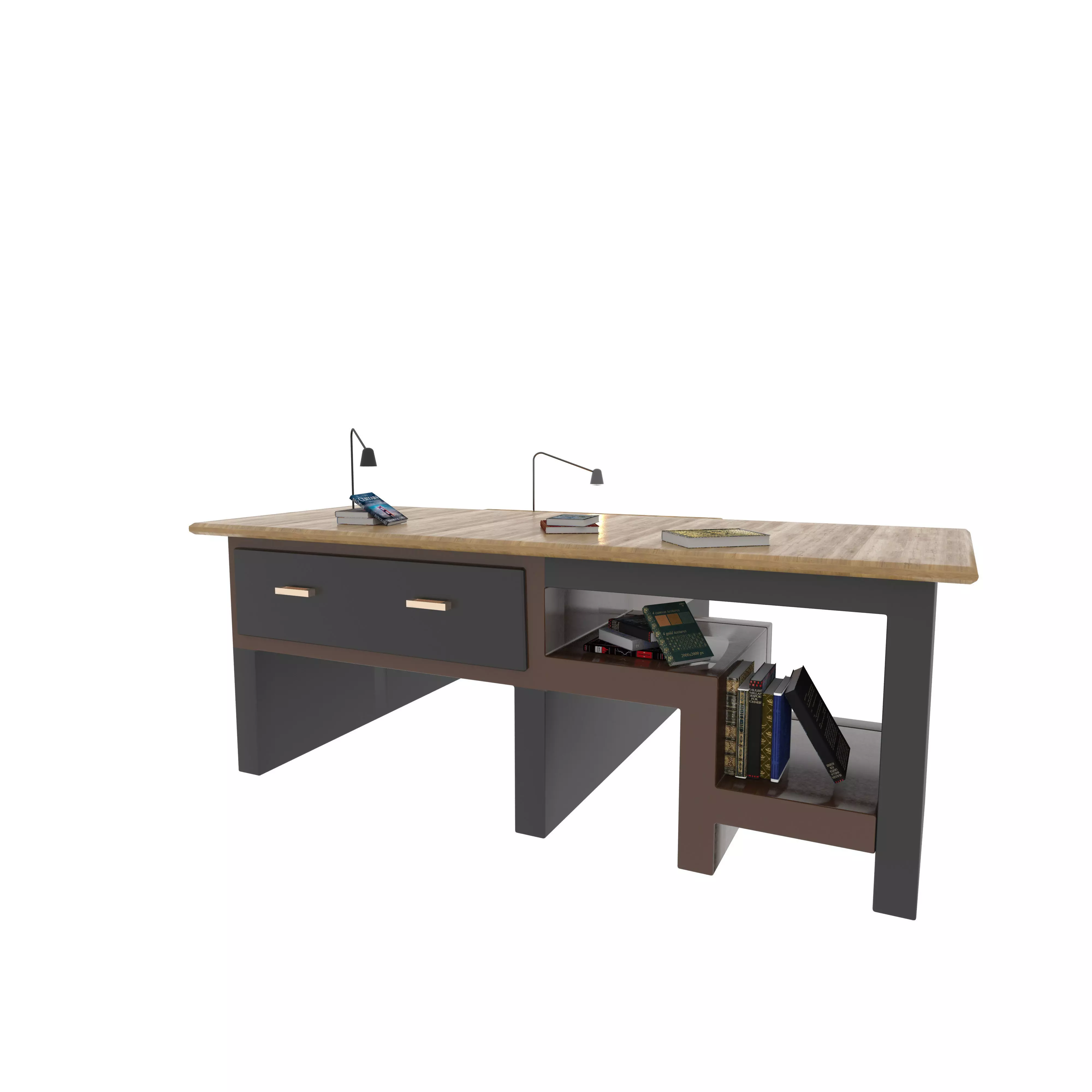 Office or library desk 3D model_0