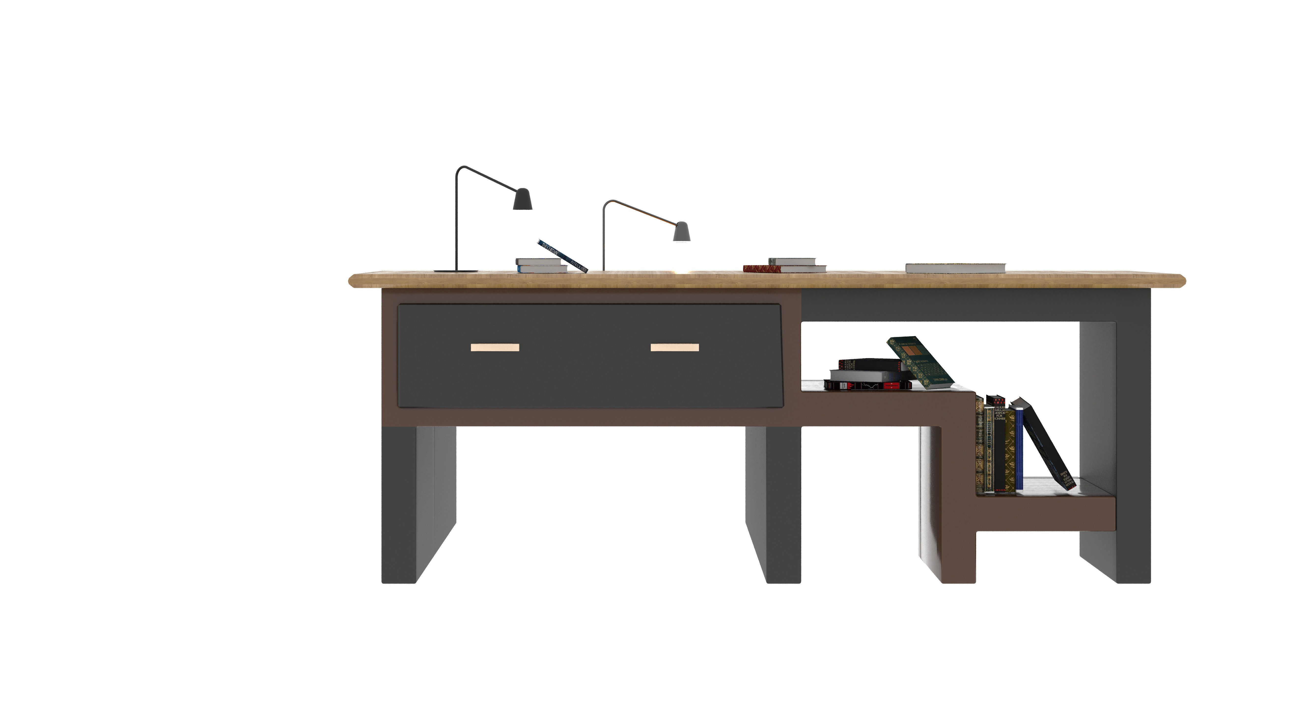Office or library desk 3D model_5