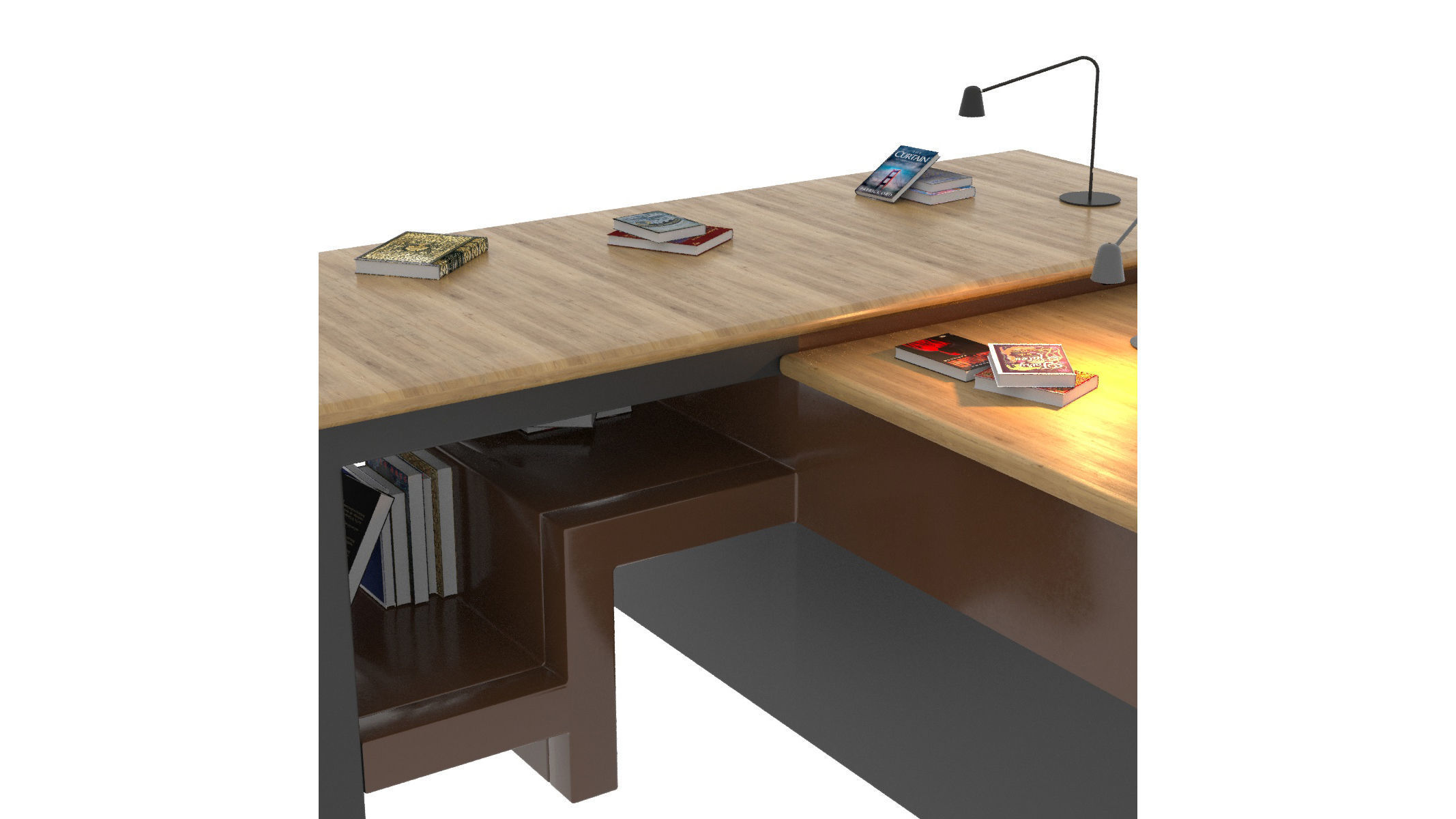 Office or library desk 3D model_4
