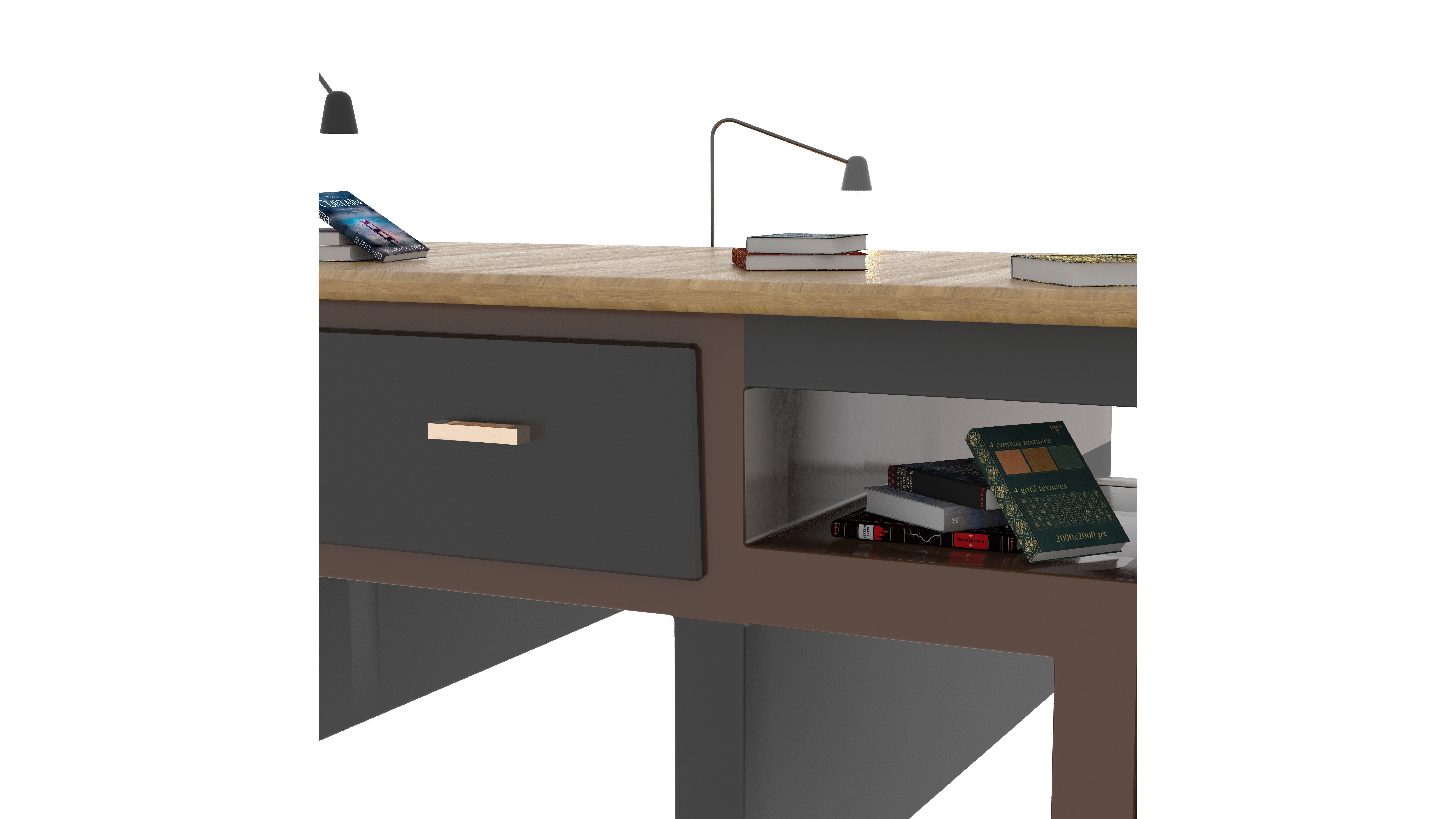 Office or library desk 3D model_3