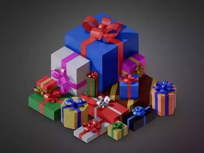 Christmas Presents Low-poly 3D model