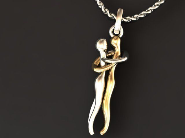 hug pendant 3D print model_2