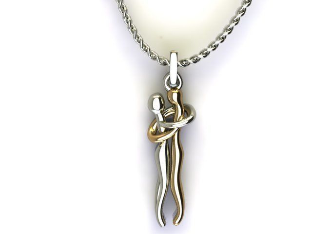 hug pendant 3D print model_4