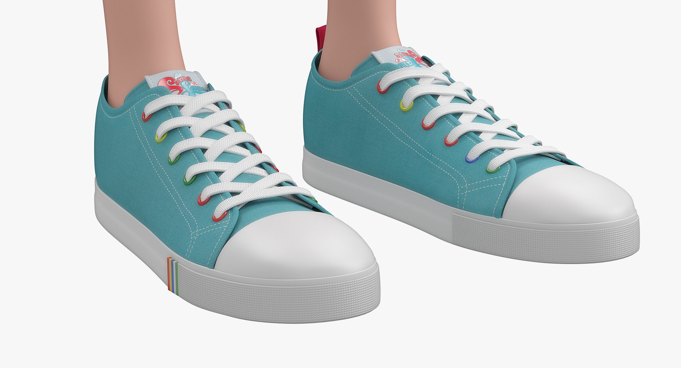 Cartoon Skate Girl Rigged 3D model_15