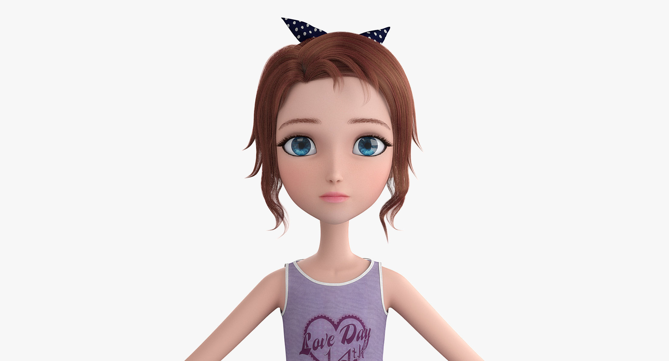 Cartoon Skate Girl Rigged 3D model_2