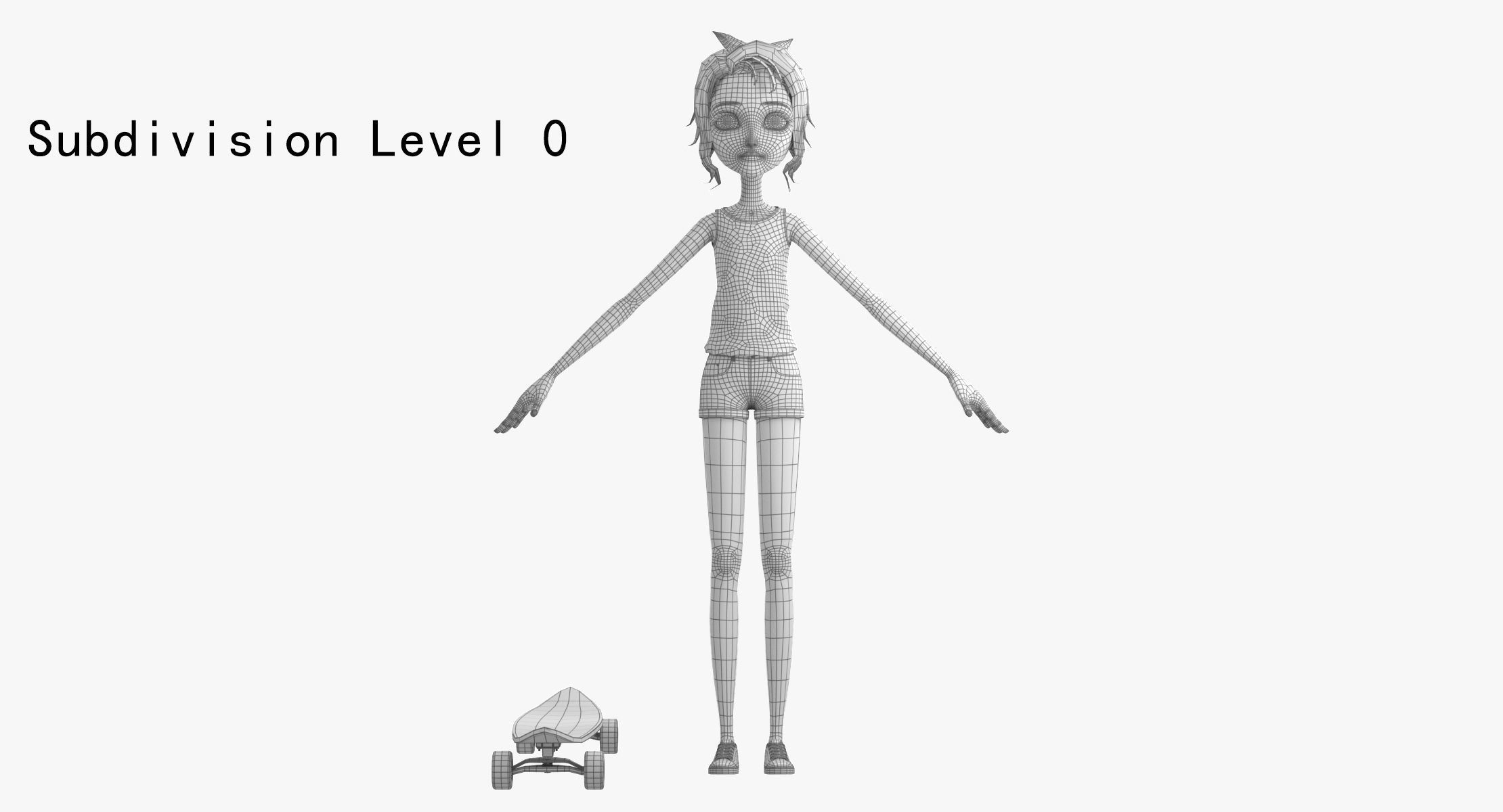 Cartoon Skate Girl Rigged 3D model_19
