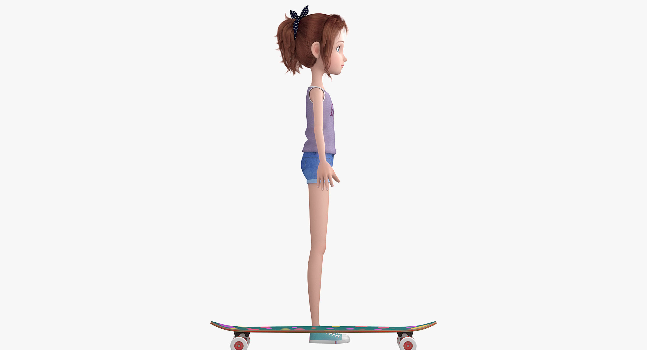 Cartoon Skate Girl Rigged 3D model_12