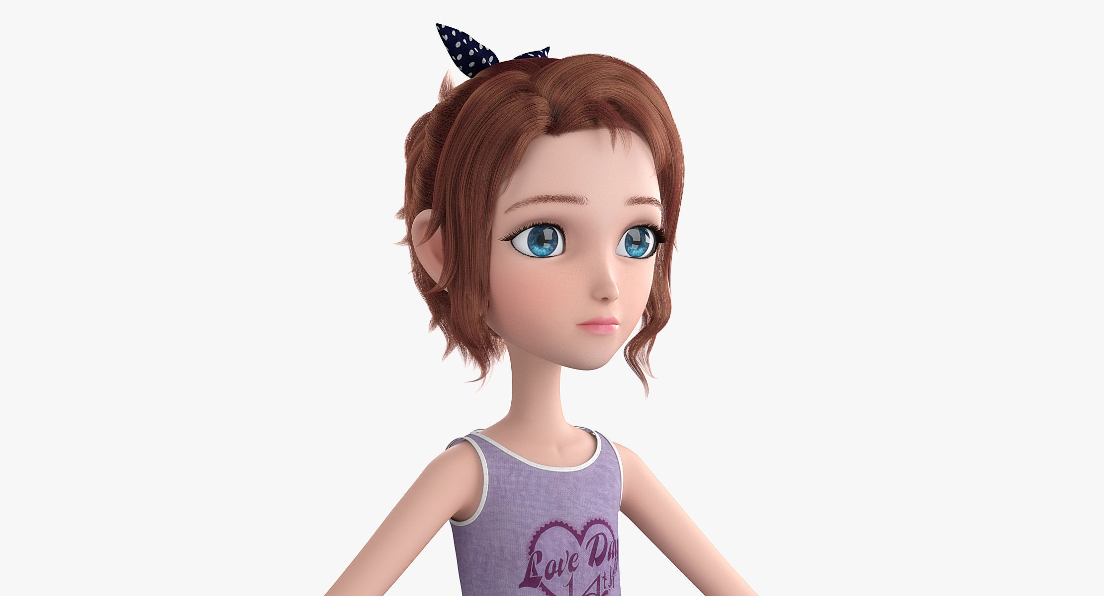 Cartoon Skate Girl Rigged 3D model_3