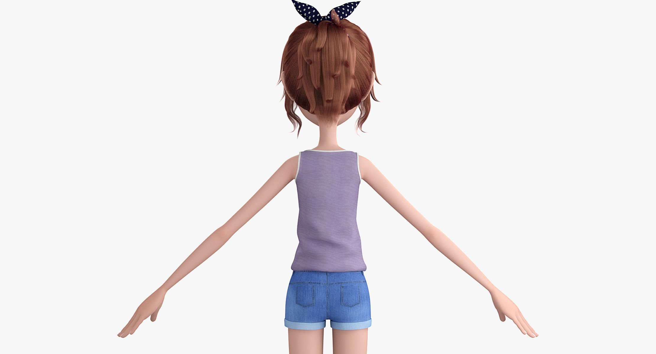Cartoon Skate Girl Rigged 3D model_9