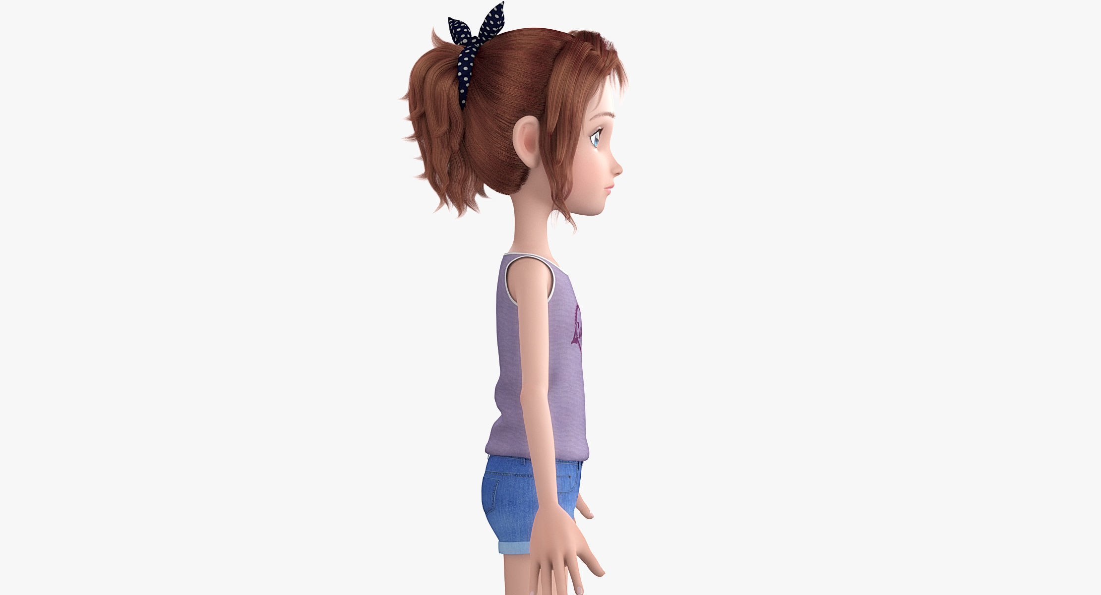 Cartoon Skate Girl Rigged 3D model_8