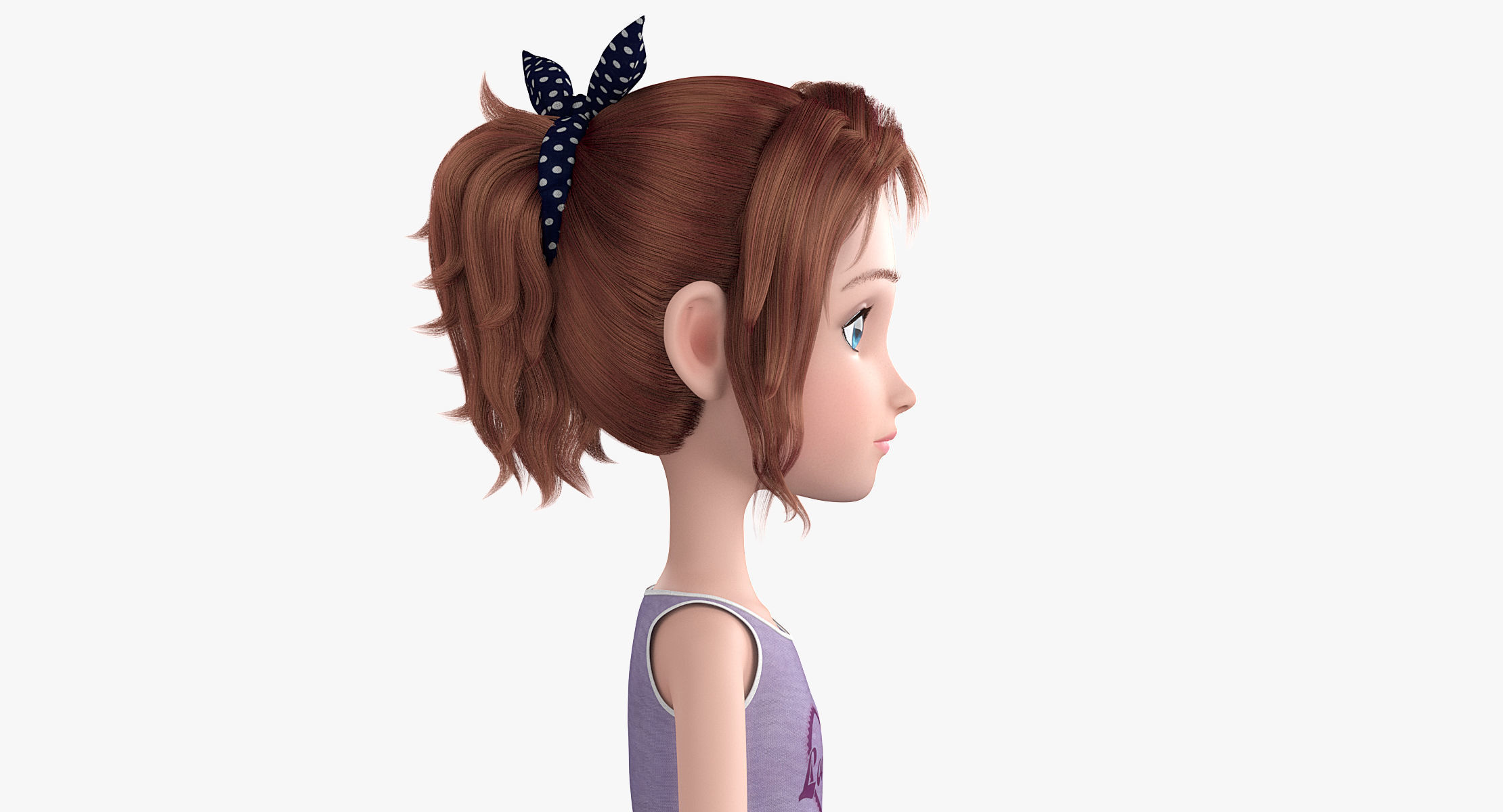 Cartoon Skate Girl Rigged 3D model_4