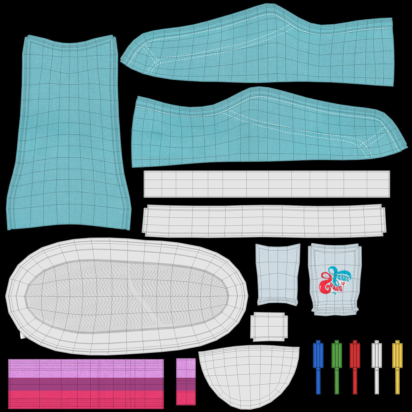 Cartoon Skate Girl Rigged 3D model_30