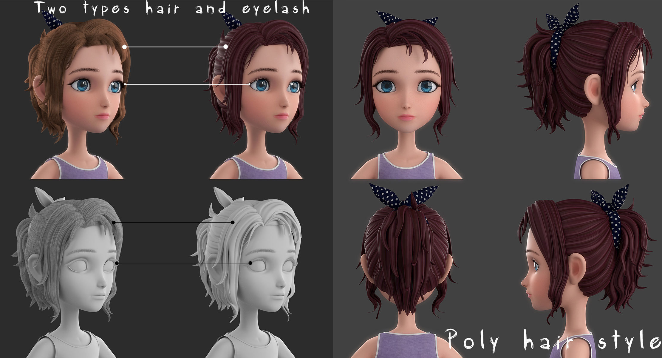 Cartoon Skate Girl Rigged 3D model_18