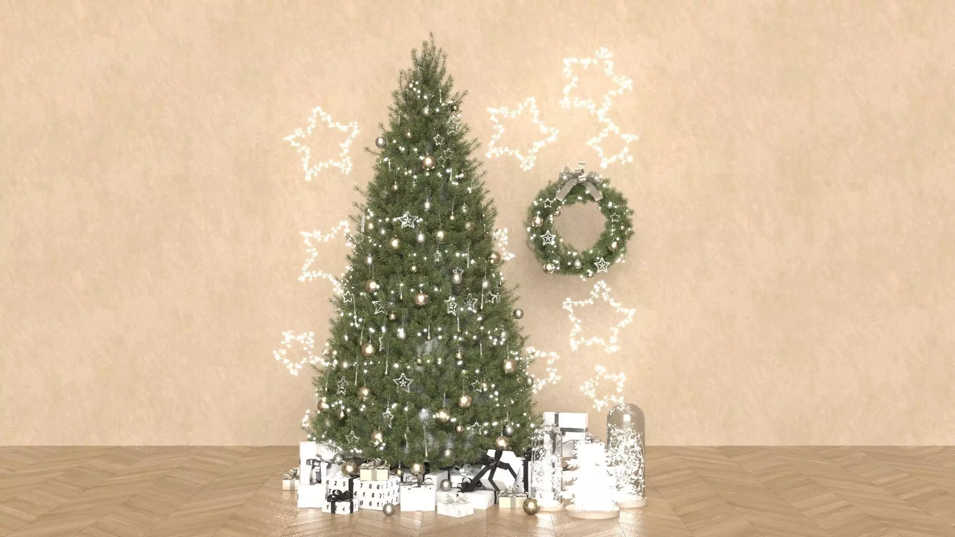 Christmas tree 13 high poly 3D model_0