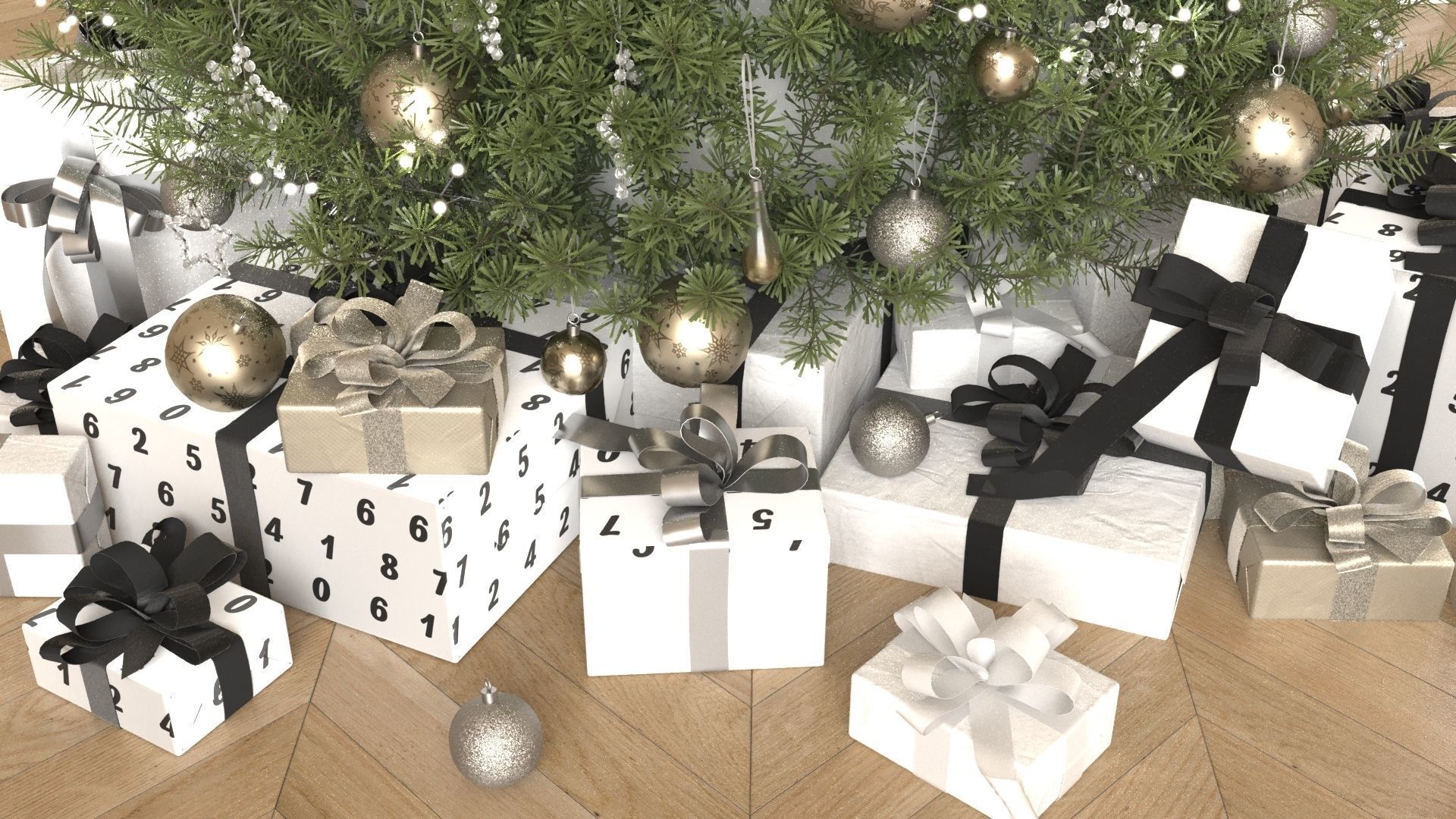 Christmas tree 13 high poly 3D model_4