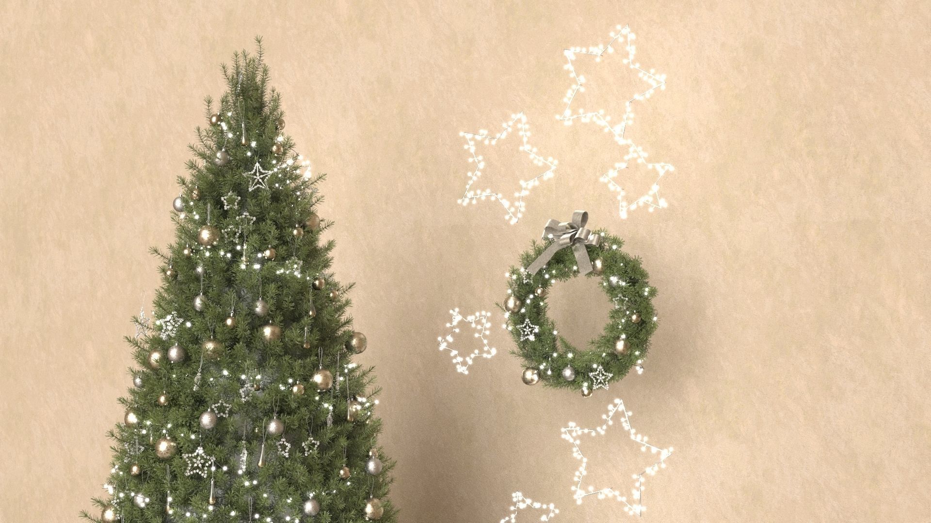 Christmas tree 13 high poly 3D model_6