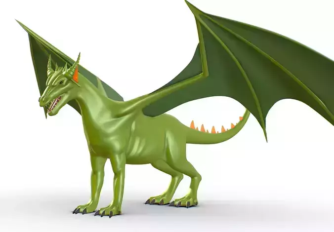 High Poly Monster Flying Green Dragon