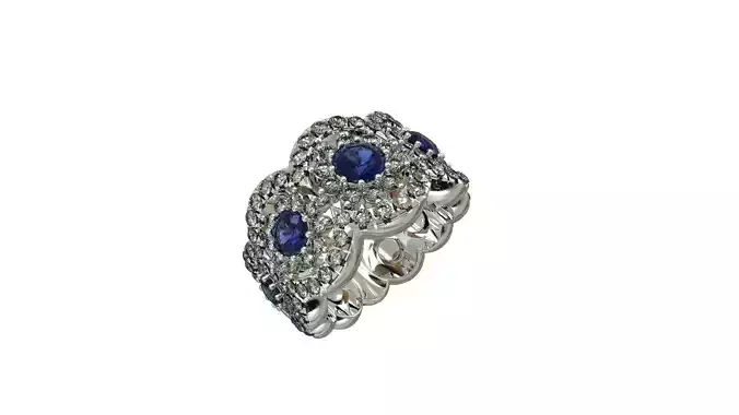 YD162 ring with sapphires and diamonds