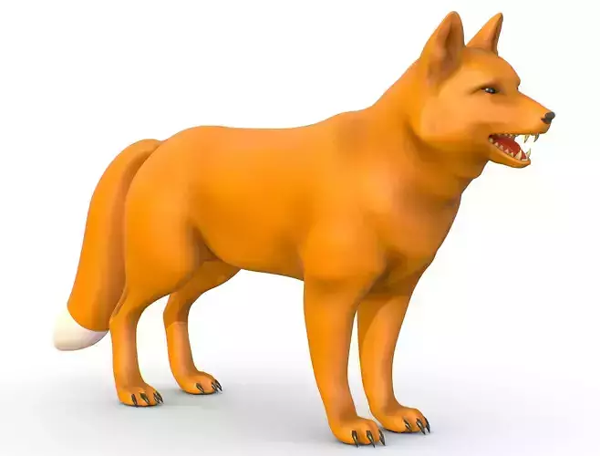 High Poly Model Beautiful Red Fox Low-poly 3D model