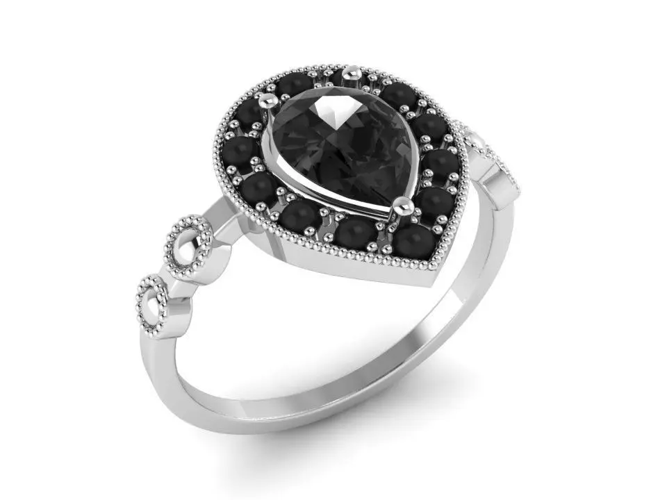Pear shape ring with pearl halo 626 3D print model