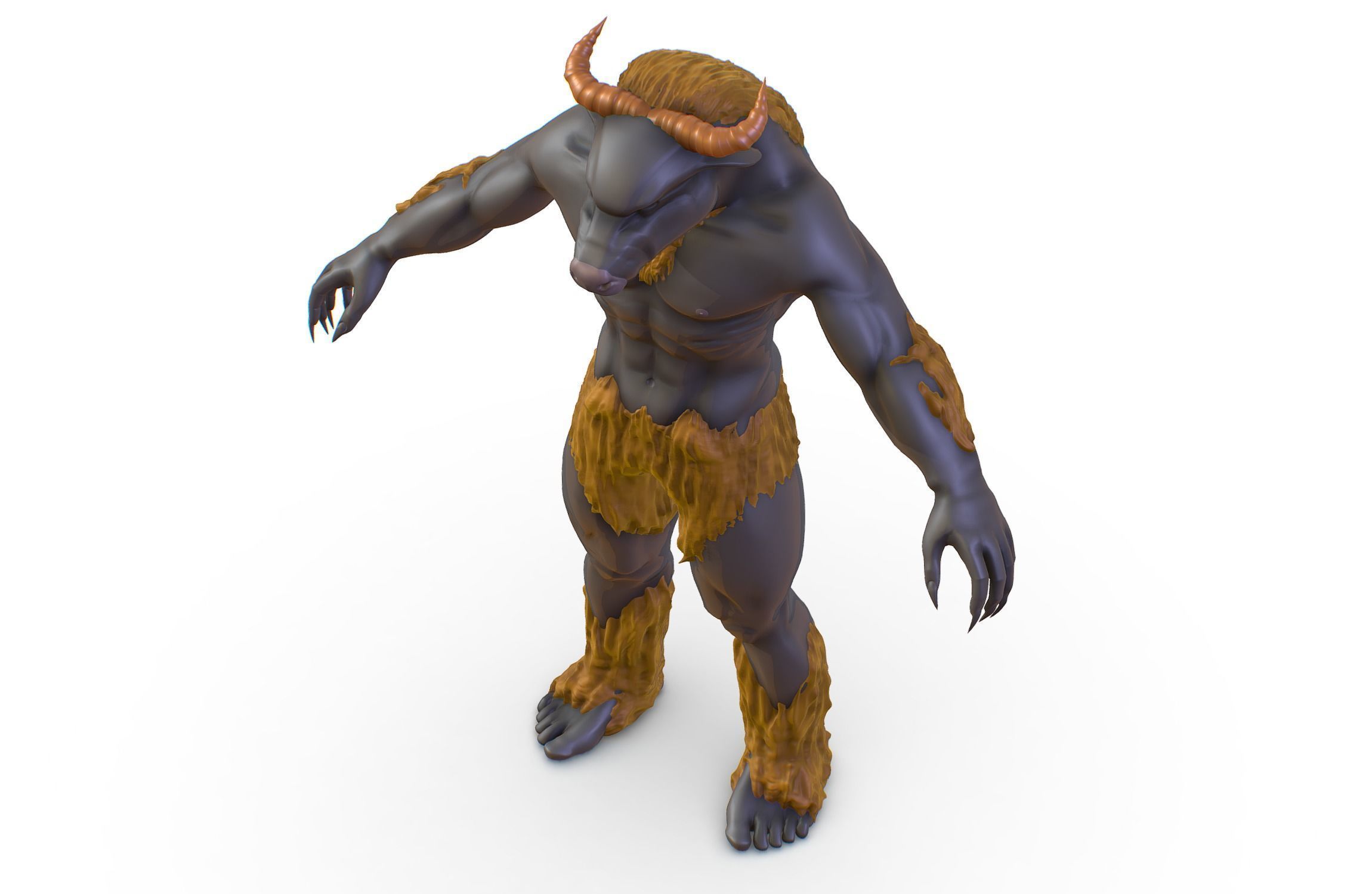 High Poly Creature Minotaur Monster 3D model_8