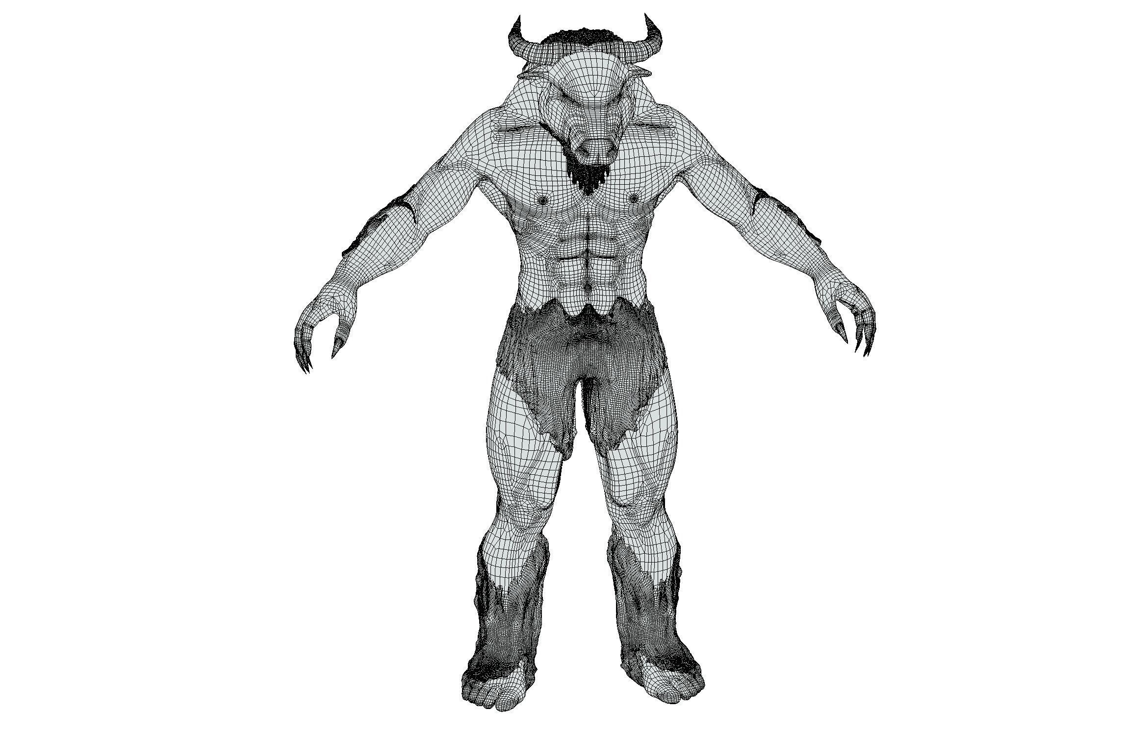 High Poly Creature Minotaur Monster 3D model_17