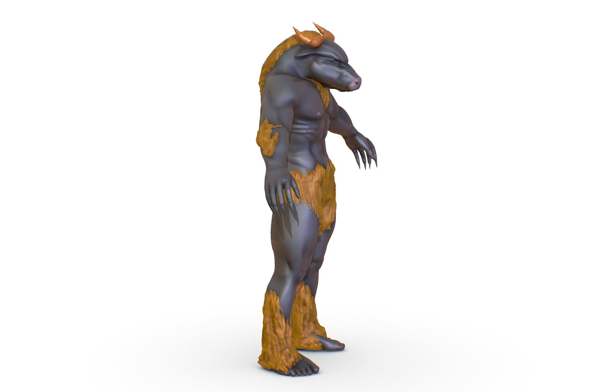 High Poly Creature Minotaur Monster 3D model_6